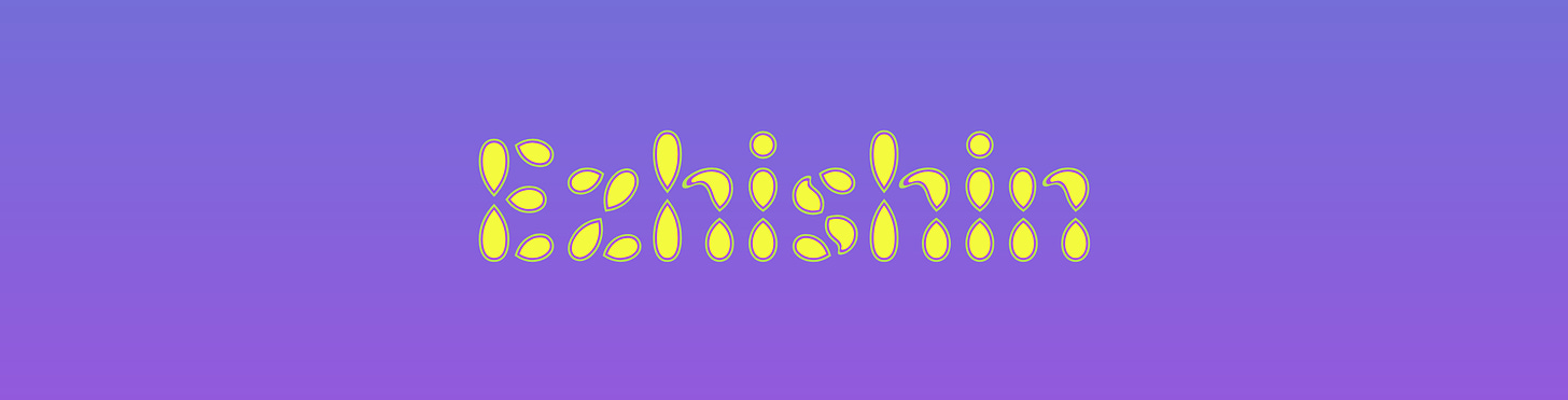 Purple gradient background with text that reads 'Ezhishin'