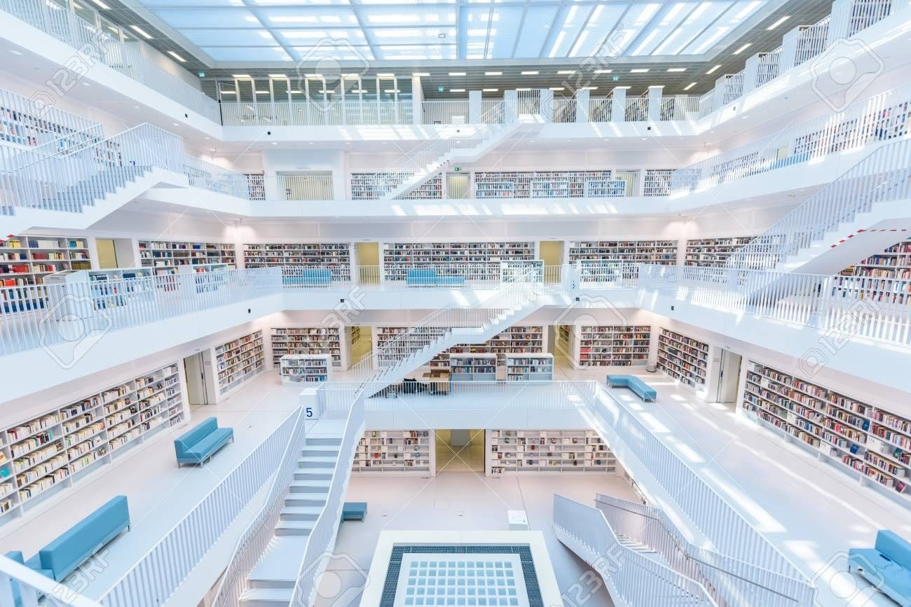 Modern Public City Library - STUTTGART, GERMANY - White Interior.. Stock  Photo, Picture And Royalty Free Image. Image 101635827.