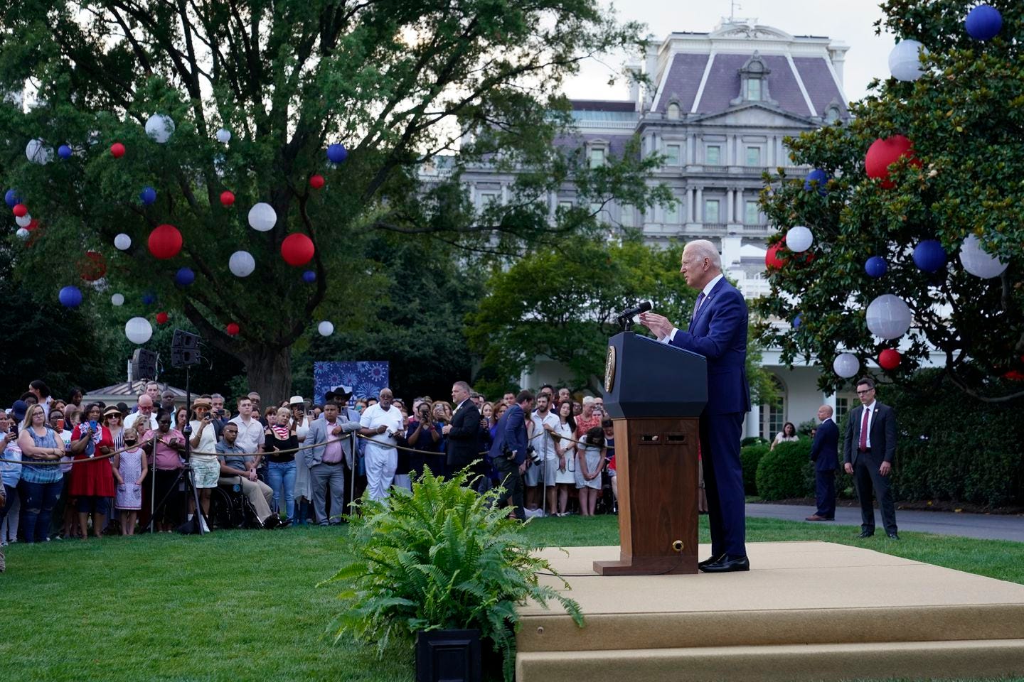 President Biden spoke during an Independence Day celebration on the South Lawn of the White House on July 4, 2021, in Washington.