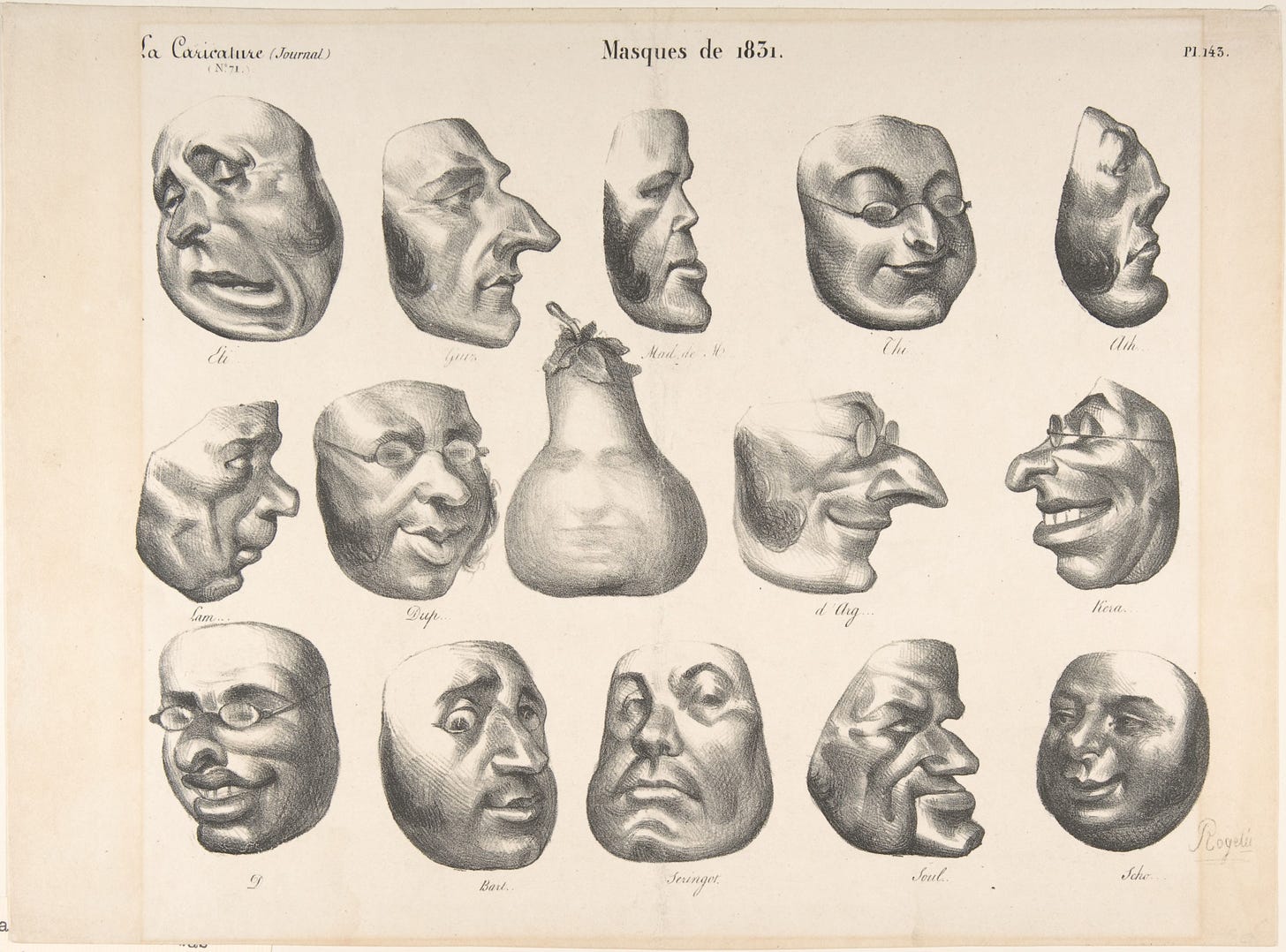 Honoré Daumier | Masks of 1831, published in La Caricature | The  Metropolitan Museum of Art
