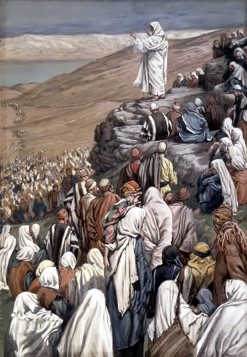 Image of James Tissot's oil painting "The Beatitudes Sermon" from 1890.