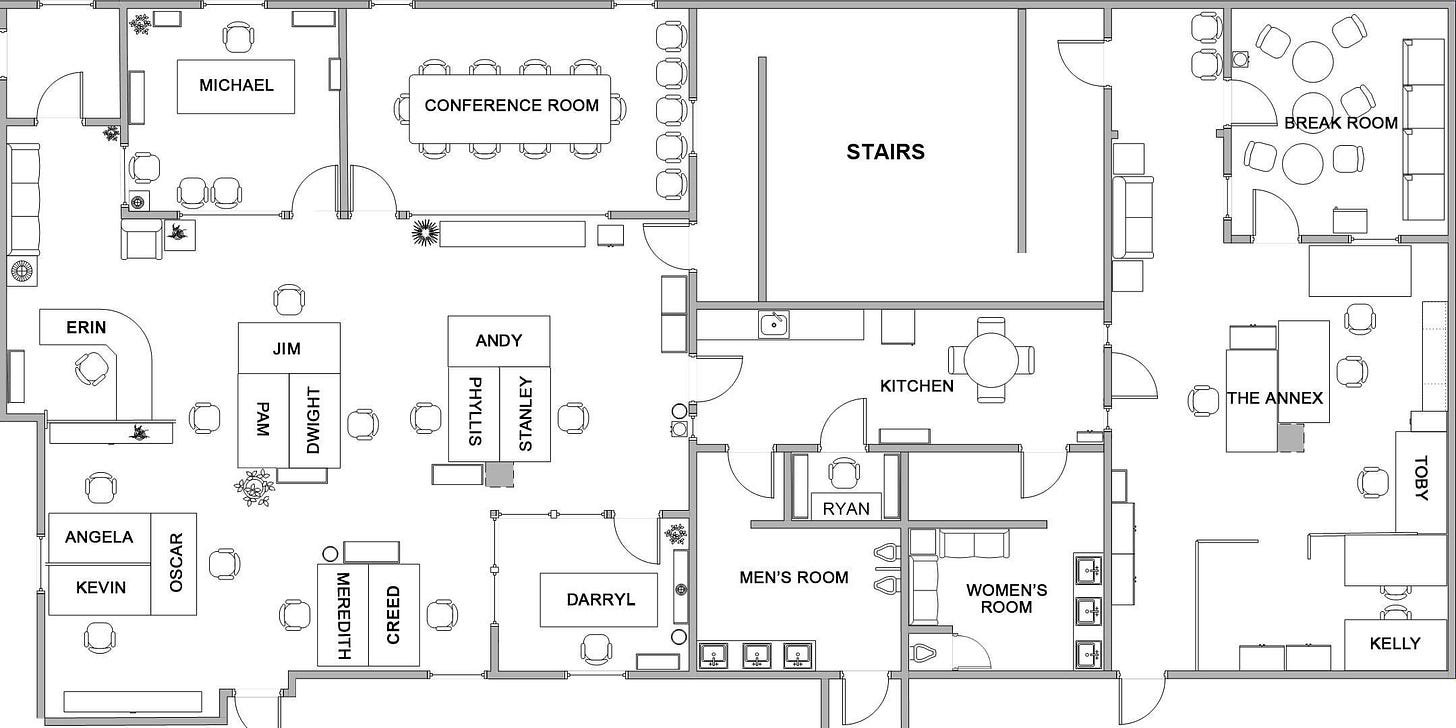 Dunder Mifflin Scranton | Office floor plan, Office floor, Office layout