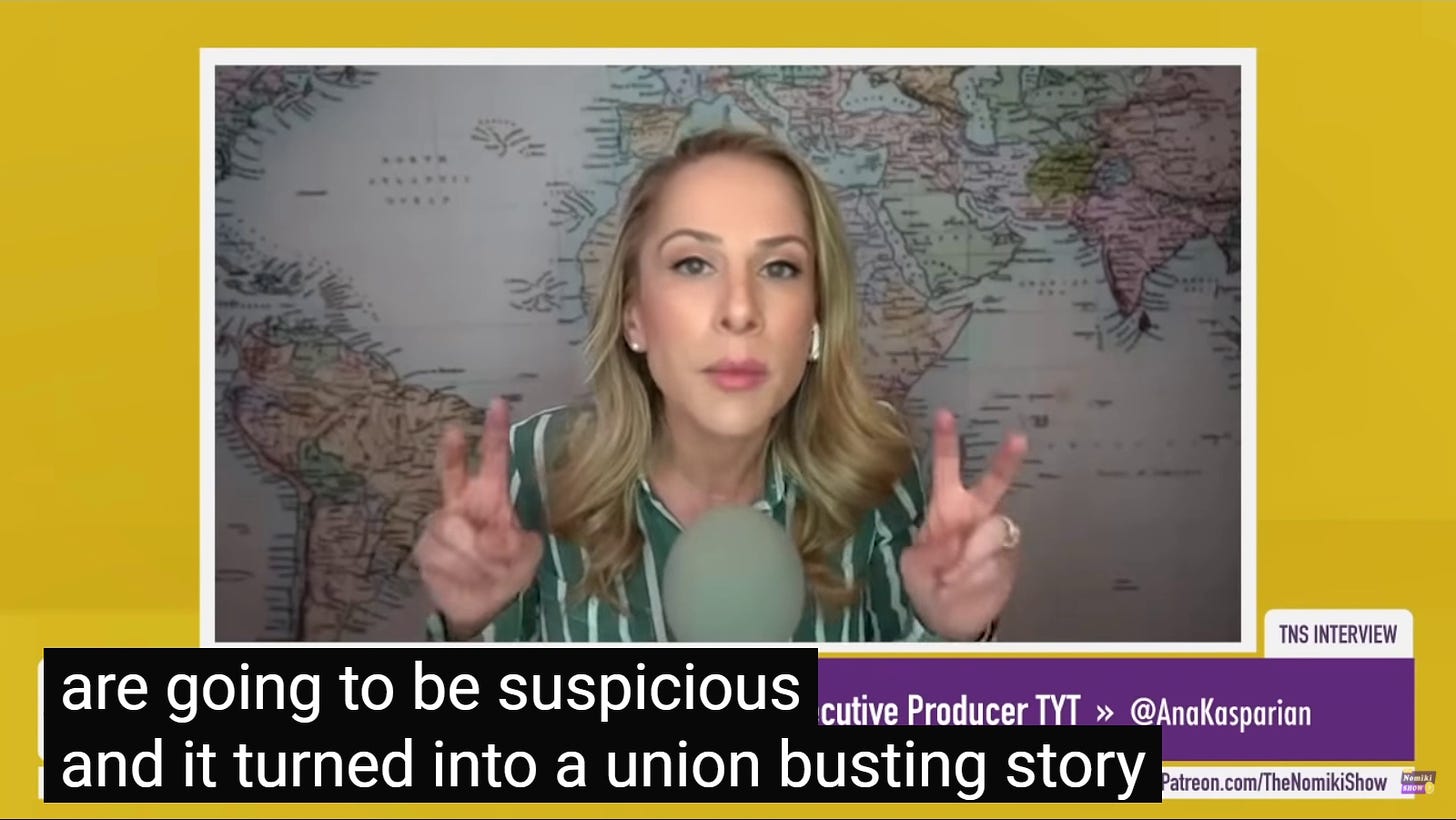 Ana Kasparian Air-Quoting The Phrase Union Busting On The Nomiki Konst Show
