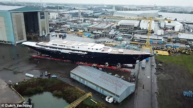 The £400million, 417ft Y721 will be the biggest sailing yacht in the world when it is completed this year in the Netherlands, overtaking the current largest ocean-going passenger ship
