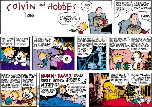 Sometimes your favorite gift will surprise you. | Calvin and hobbes  christmas, Calvin and hobbes comics, Calvin and hobbes