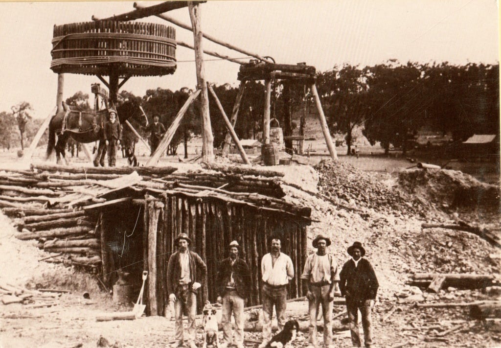 "0122 Welcome Stranger Gold Mine, Baileston, Victoria, 1902" by GSofV is licensed under CC BY 2.0.   Copy text