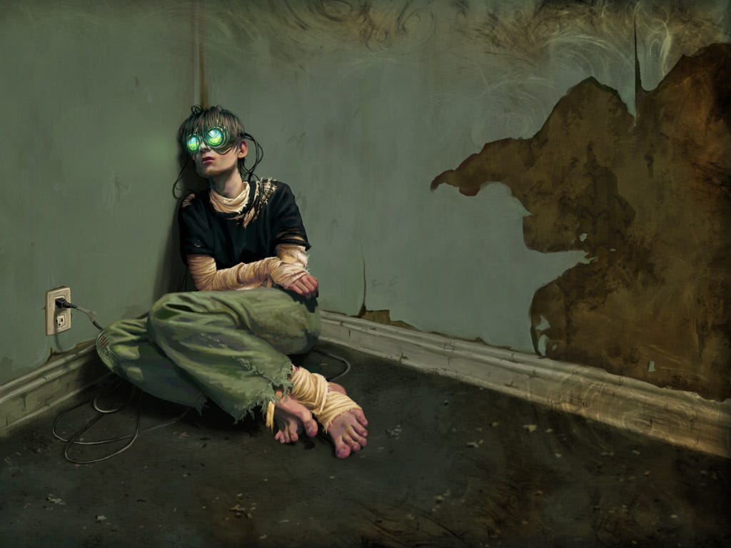 Image result for horror vr poverty addiction illustration