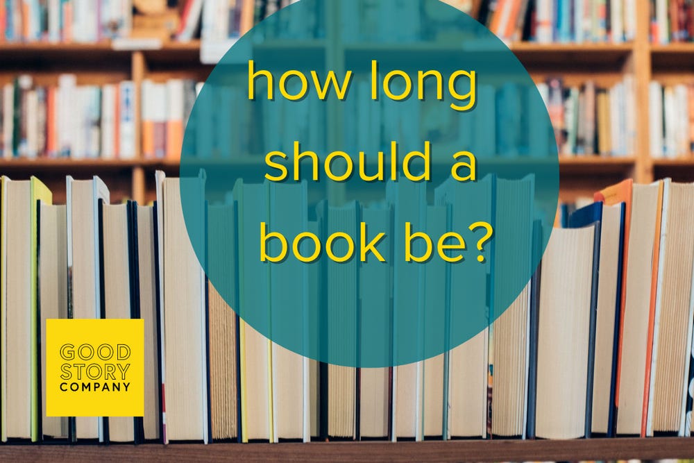 A row of the backs of books, all varying lengths. "How long should a book be?"