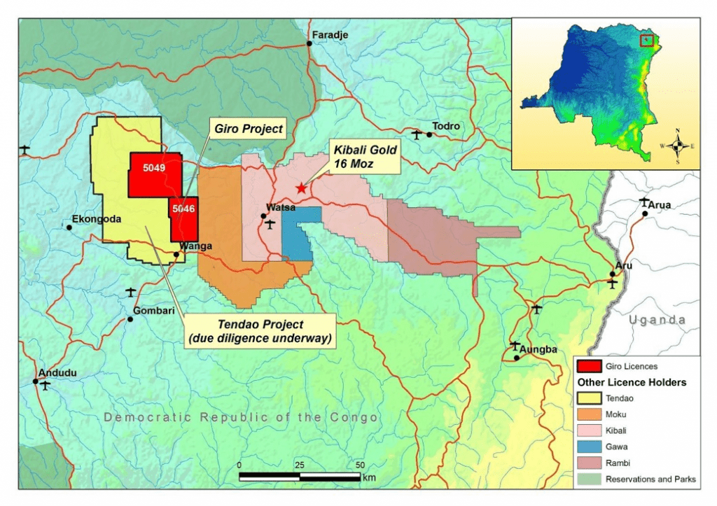 Mineral license Map in the DRC