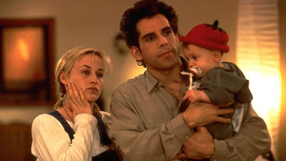 Patricia Arquette and Ben Stiller star as new parents to an as-yet-unnamed baby in "Flirting with Disaster," writer-director David O. Russell's 1996 screwball comedy for Miramax Films.