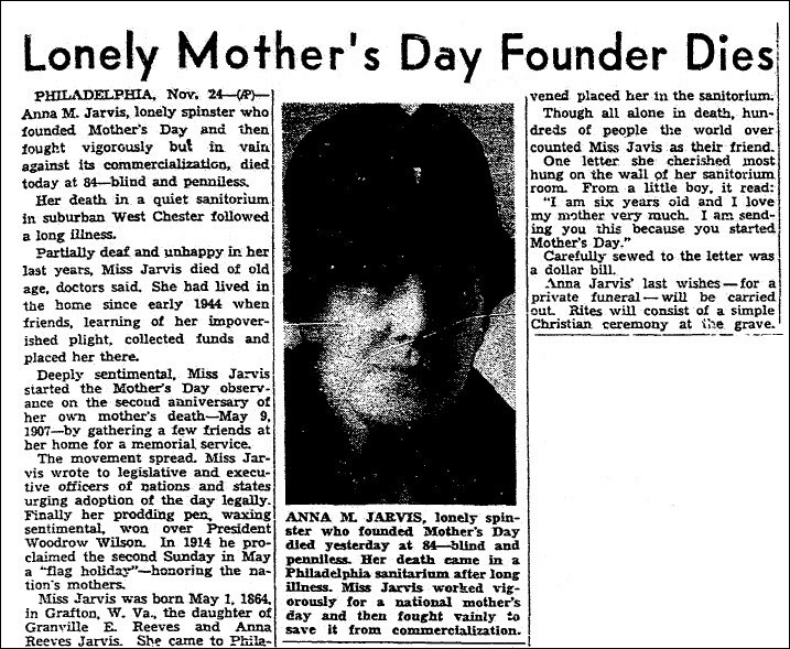 Anna Jarvis Worked Hard to Make Mother's Day a National Holiday