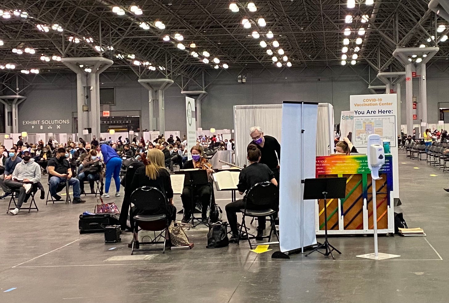 Jazz band at Javits at the medical recovery area post-vaccine