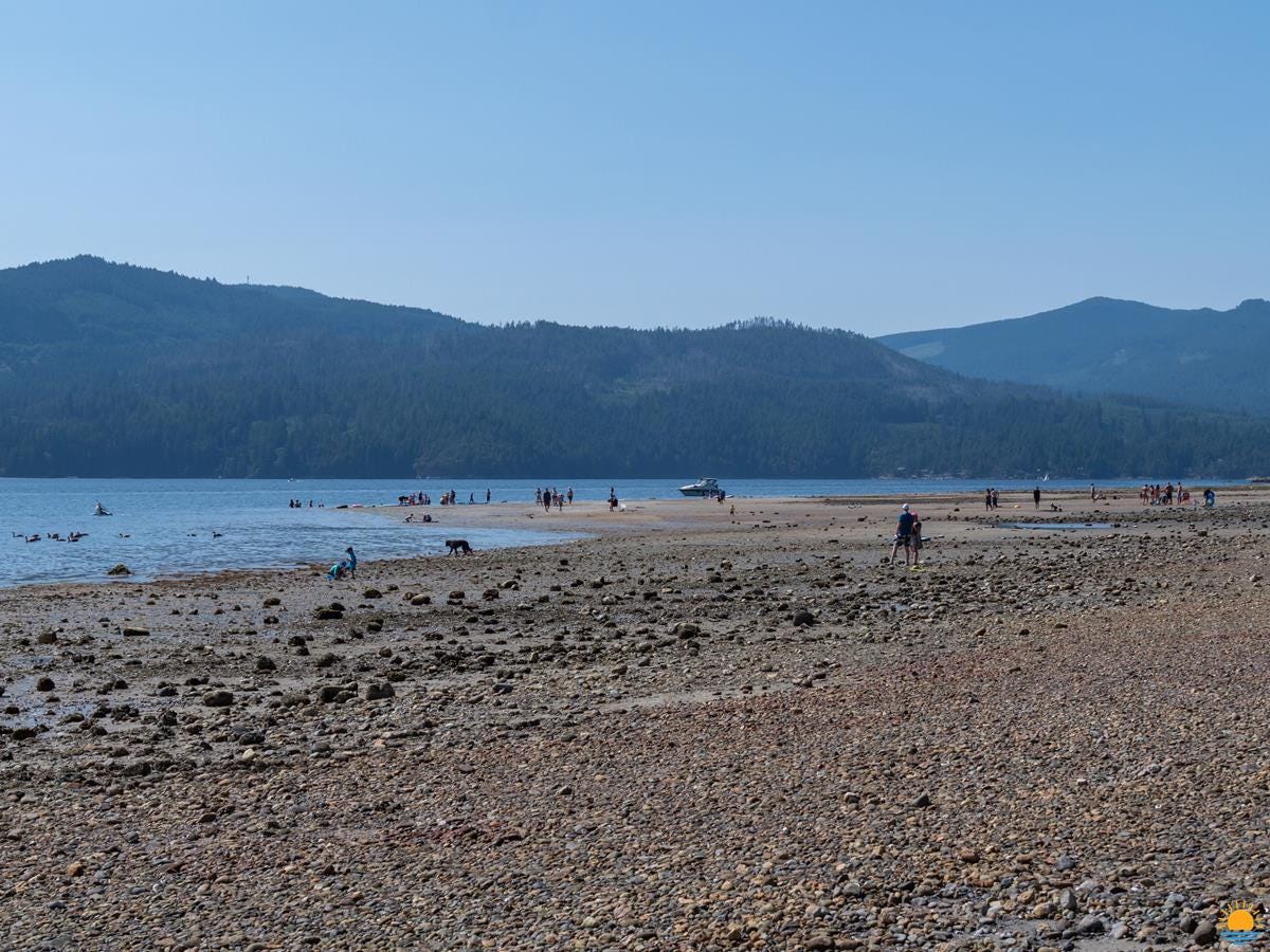 The beach at Porpoise Bay Provincial Park at low tide.
