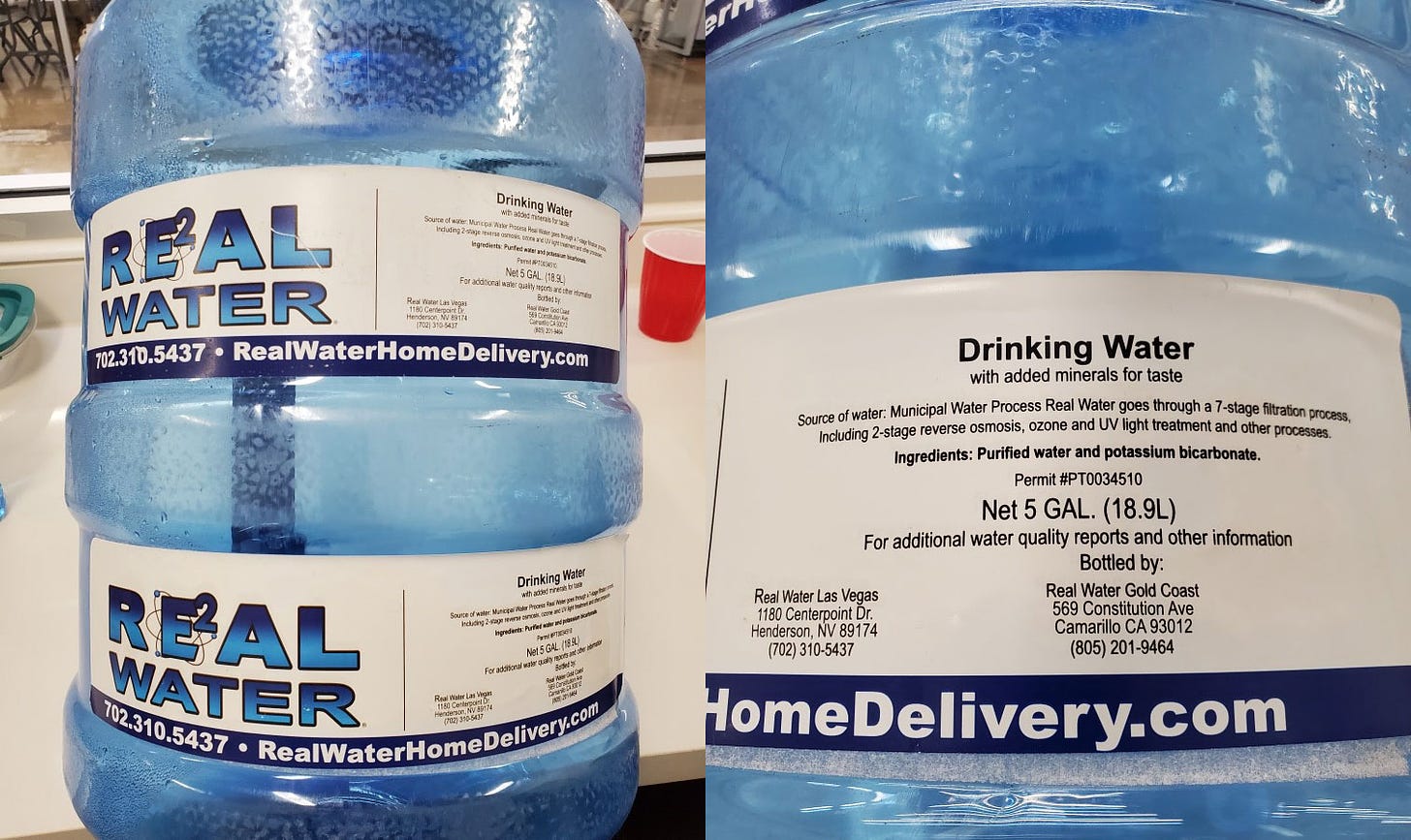 Pictures shows Real Water product that is being recalled. 