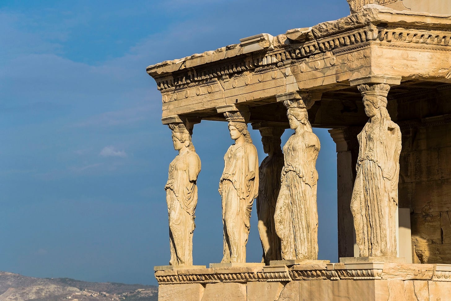 Caryatid statues on the Acropolis in Athens. 