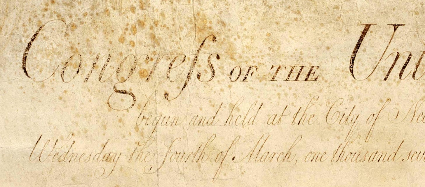 Uso do “s” longo na Declaração de Direitos dos Estados Unidos, de 1798.