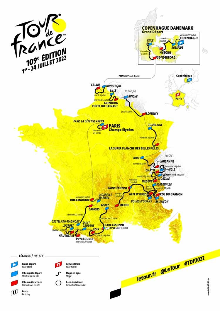 2022 Tour de France route map
