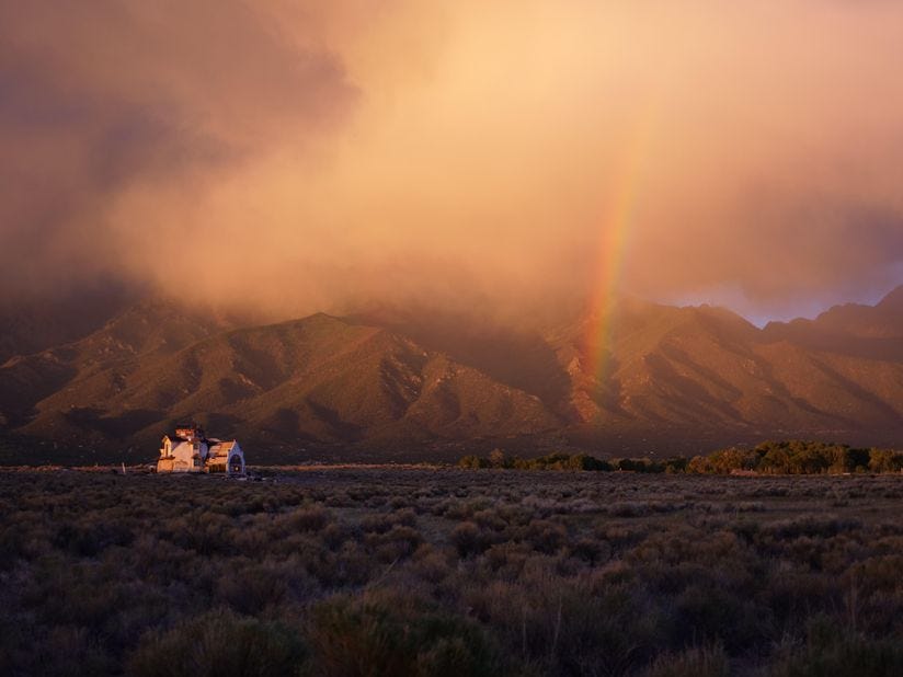 The Sangre De Cristo mountains, graced by a rainbow