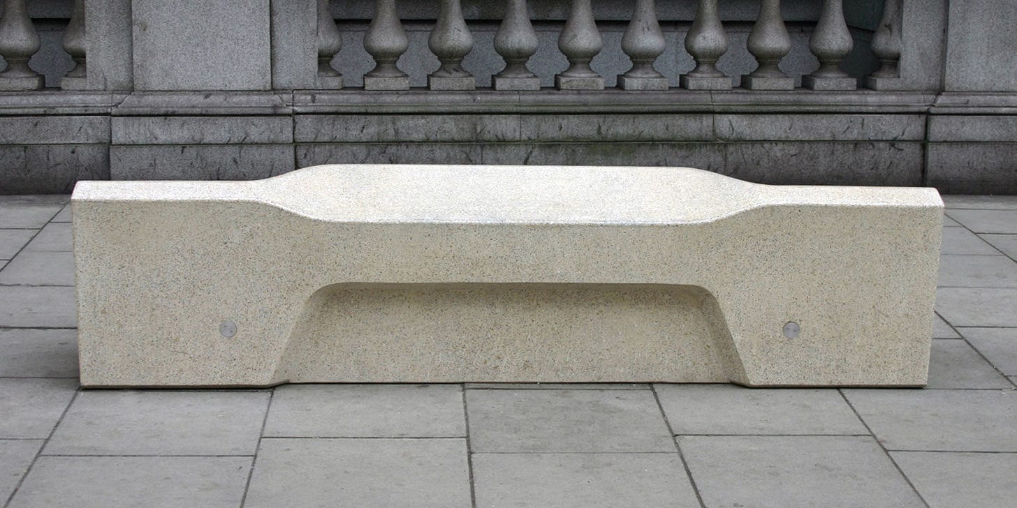 Robert Moses, Pig-Ears and the Camden Bench: How Architectural Hostility Became Transparent