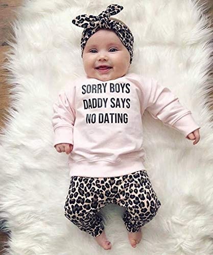 Newborn Baby Clothes Set Sorry Boys Daddy SAYS NO Dating Sweatshirt Leopard  Legging Pant Outfit Headband (Pink, 0-6 Months): Buy Online at Best Price  in UAE - Amazon.ae