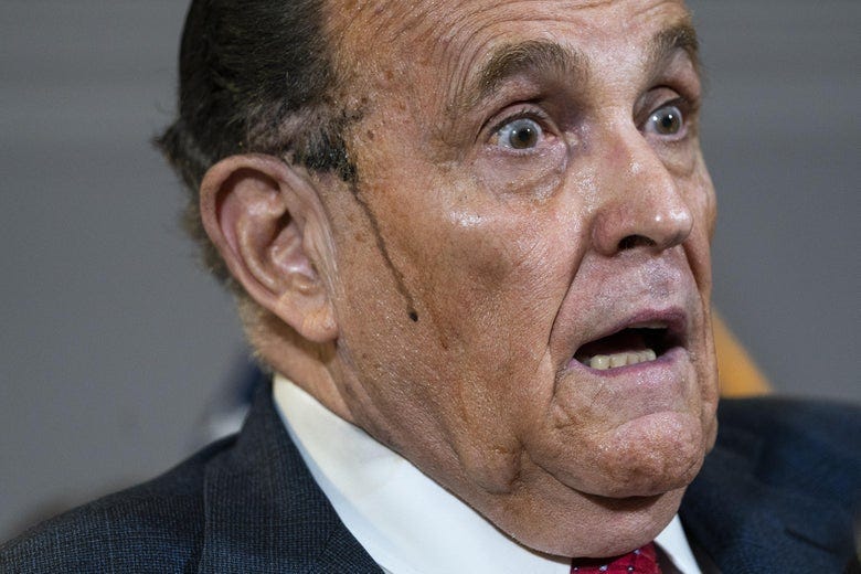 Rudy Giuliani hair dye drip: What kind of color would run down your face  when you&#39;re sweating?
