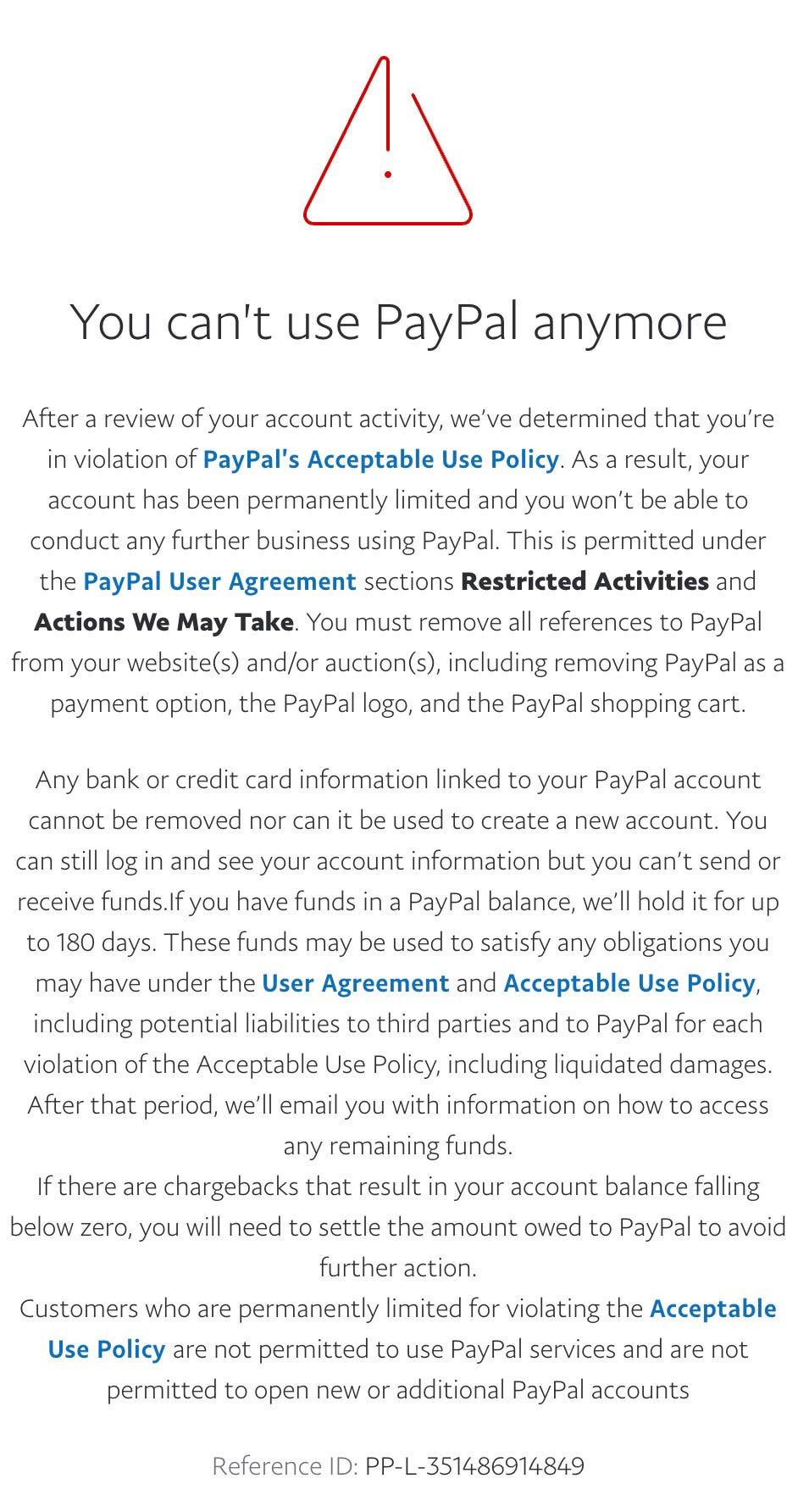 PayPal: You Can't Use This Account Anymore