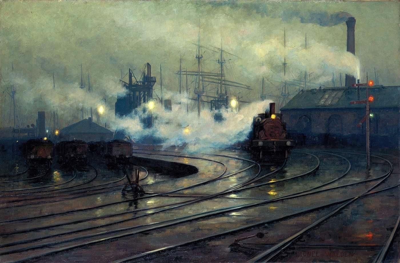 Lionel Walden - Les docks de Cardiff (1894) - Imgur | Dock art, Railroad art,  Train art