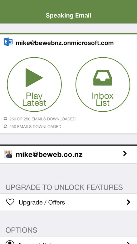 Screenshot of Speaking Email application