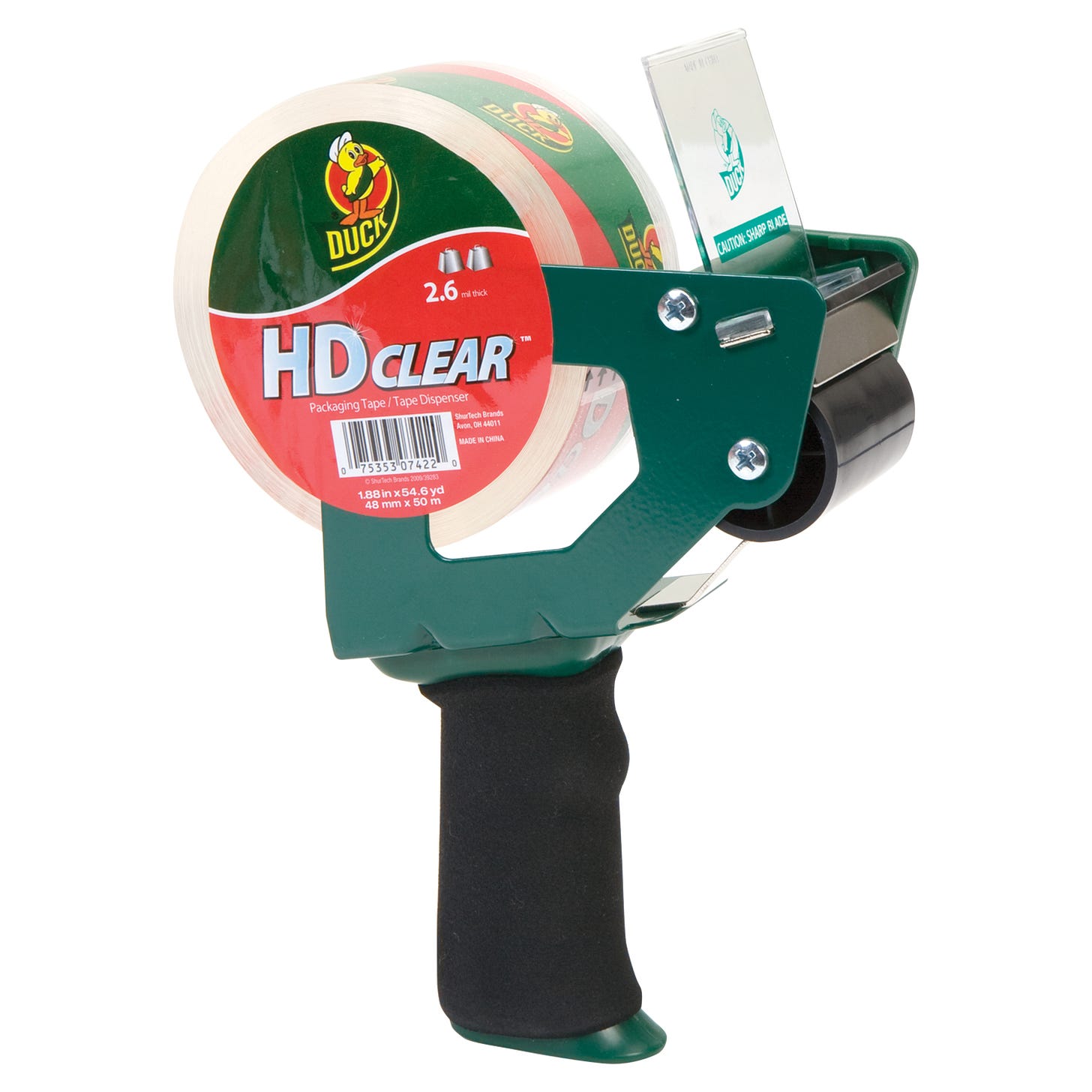 Duck HD Clear Foam Handle Tape Gun with Tape, 1.88 in. x ...