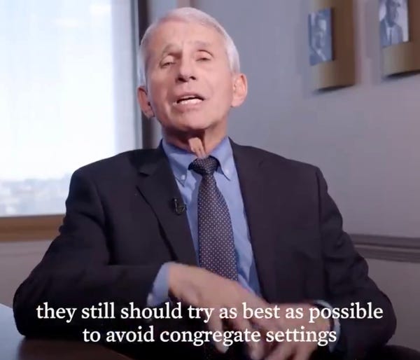 White House Quickly Deletes Fauci Video Telling Vaccinated People To Avoid Unvaccinated People.