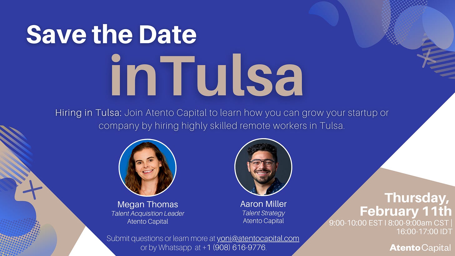 https://www.eventbrite.com/e/intulsa-hiring-highly-skilled-remote-workers-tickets-138738975009?utm_campaign=Yoni%27s%20Kitchen%20Cabinet%20&utm_medium=email&utm_source=Revue%20newsletter