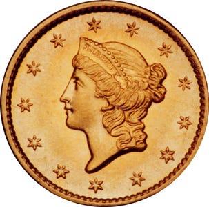 1854 Gold Dollar, Liberty Head, Obverse