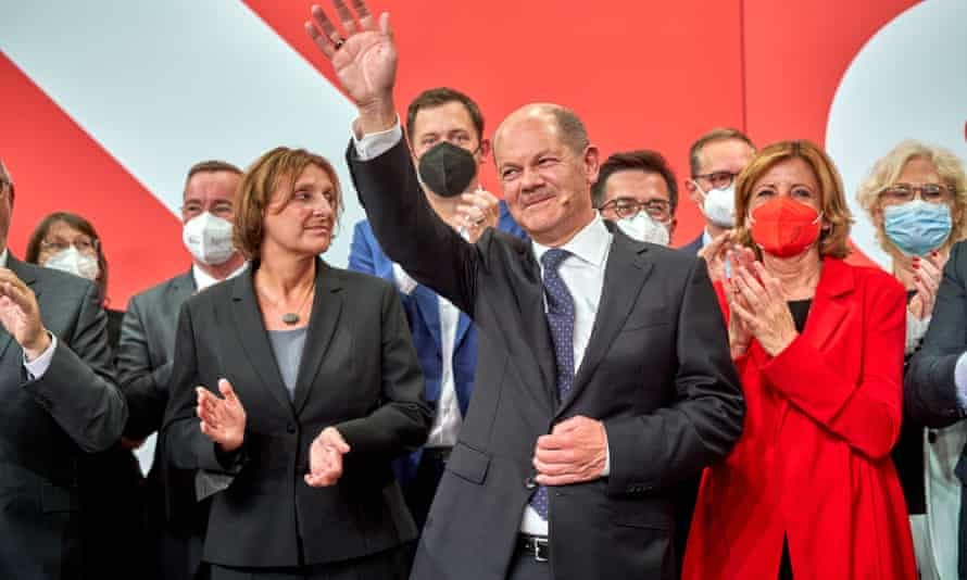 Angela Merkel congratulates Olaf Scholz on German election success |  Germany | The Guardian