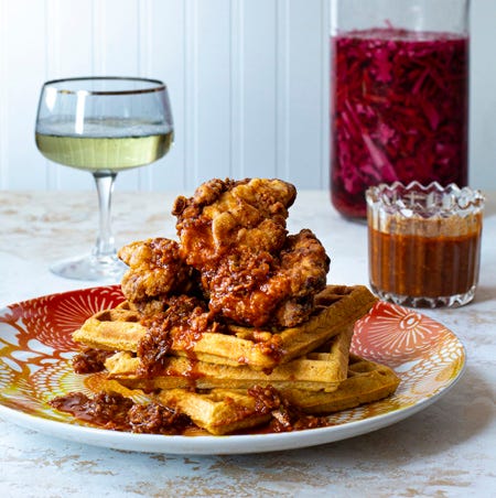 Fried Chicken and Waffles with Piri Piri Glaze