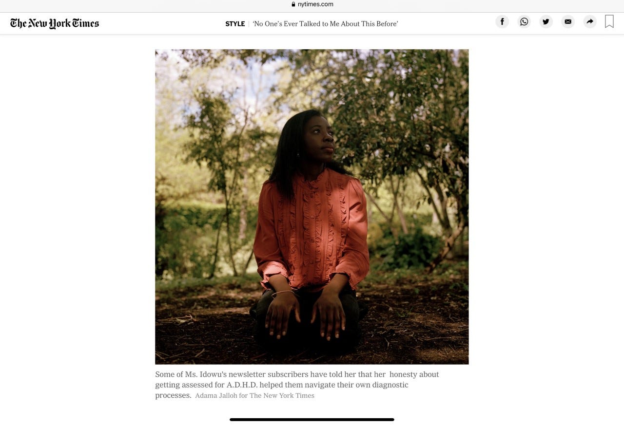 A screenshot of an image of me in the New York Times. Photograph by Adama Jalloh