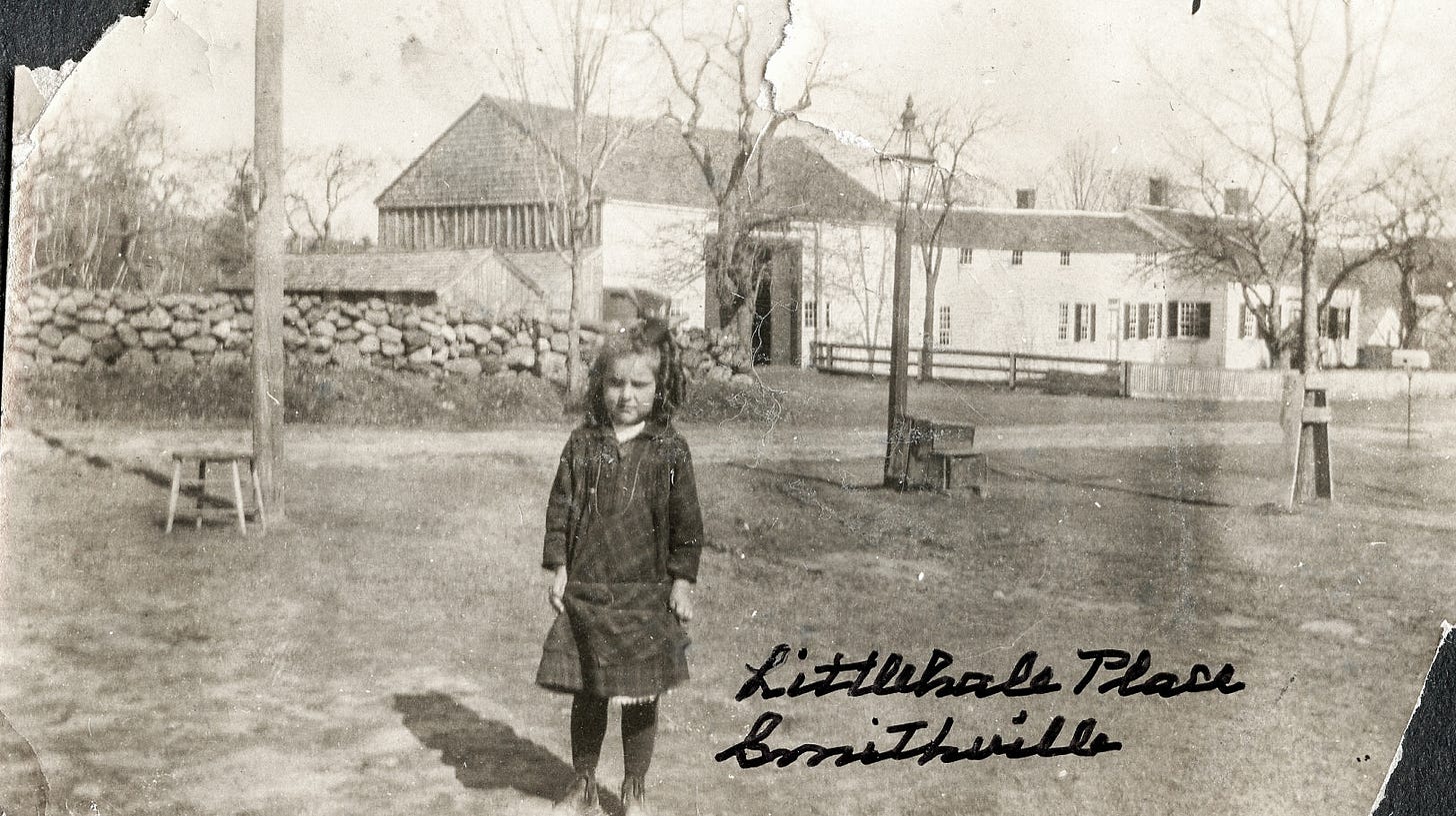 Girl and caption "Littlehale Place"