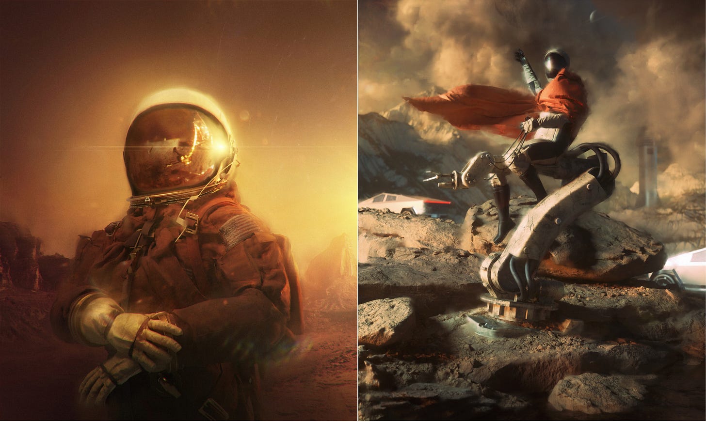 The Astronaut and Crossing Schiaparelli by Elia Pellegrini