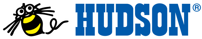 The Hudson Soft bee logo with the block letter blue Hudson logo to its right