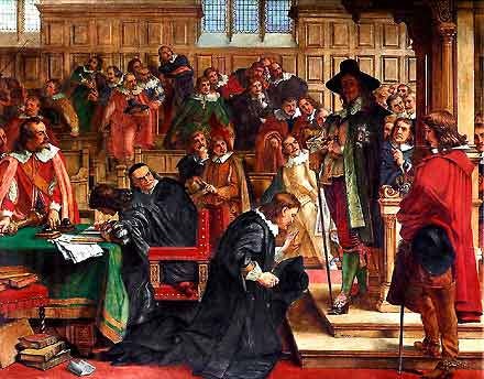 Speaker Lenthall asserting the privileges of the House of Commons against Charles I, who had
