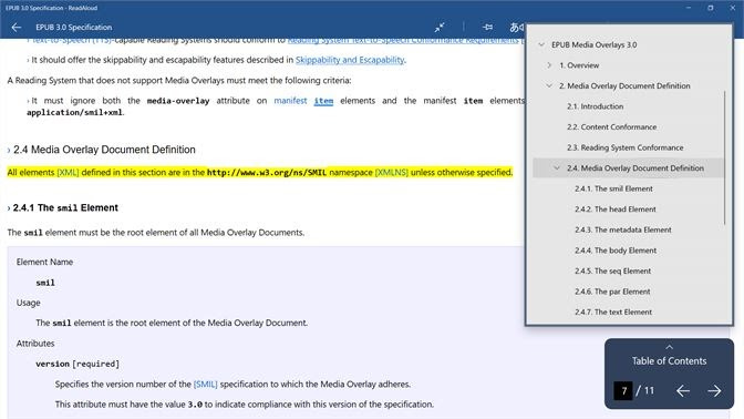 Windows ReadAloud application screenshot