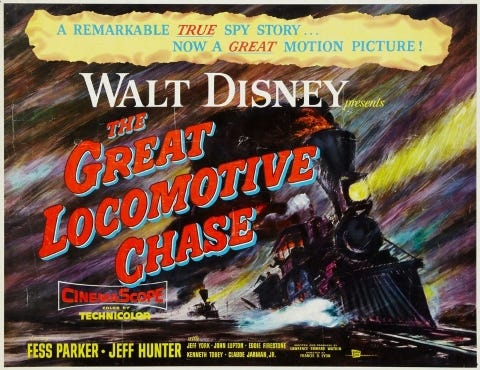Original theatrical poster art for Walt Disney's The Great Locomotive Chase