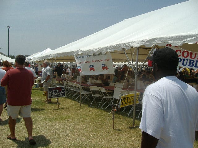 Signs wave for Somerset, Wicomico, and Worcester County Republicans.