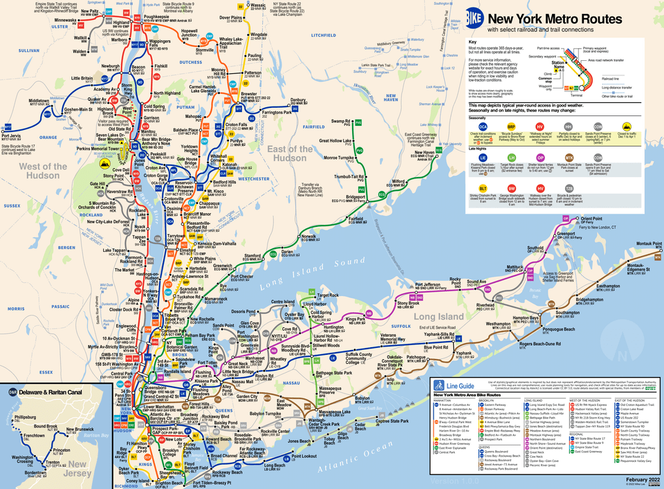 r/NYCbike - I made a regional/NYC metro bike map in the style of the MTA subway map