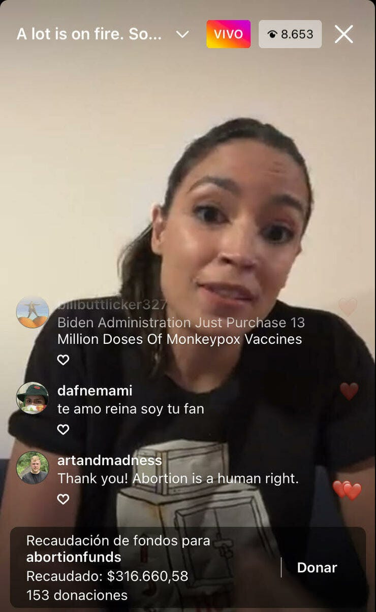 Vivo en Instagram de la congresista de EEUU  Alexandria Ocasio-Cortez