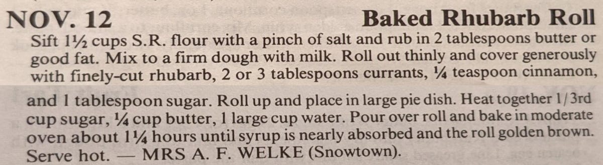 The recipe for Baked Rhubarb Roll