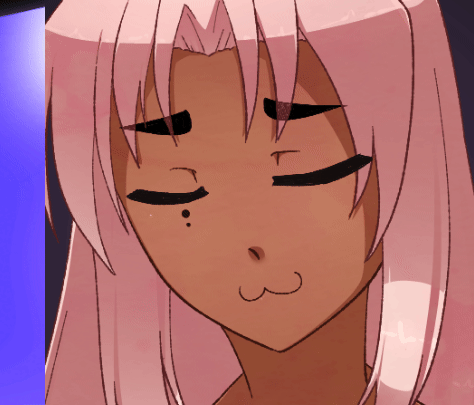 gif of najwa blushing with a heart appearing next to her face