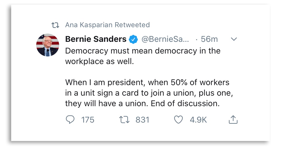 Bernie Sanders Explains Card Check