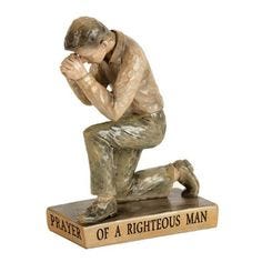 Kneeling man in prayer figurine on base features wood carved detailing and engraved sentiment along the edges of the base. The heartfelt prayer of a righteous man is powerful. Crafted of resin; 5.5 tall; includes hangtag with Called to Pray message; boxed.Called to PrayWhen we kneel before our God, bow our heads and pray heartfelt, fervent prayers, we connect with God, and He with us, in a very real and powerful way. During His time on earth Jesus had much to say about prayer, and He lived it ou