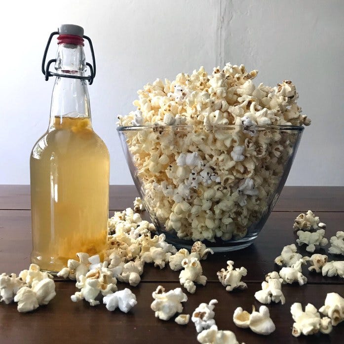 zero-waste snacks for kids: kombucha and popcorn