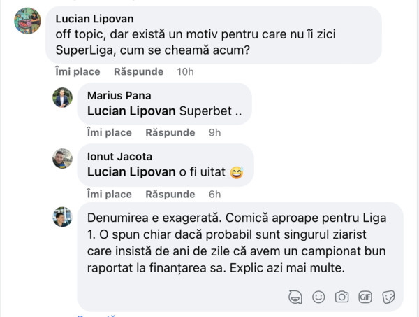 Dialog cu Lucian Lipovan despre motivul pentru care nu folosesc numele SuperLiga